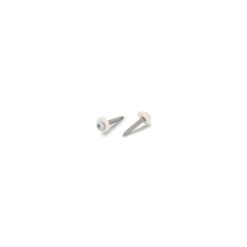 1 x Vis tôle Tête cylindrique TC Pozi N°2 + Rondelle Nylon 3.9X32 Inox A2 Blanc