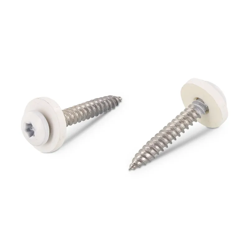 1 x Vis tôle Tête cylindrique TC TORX T15 + Rondelle Nylon 3.9X25 Inox A2 Blanc