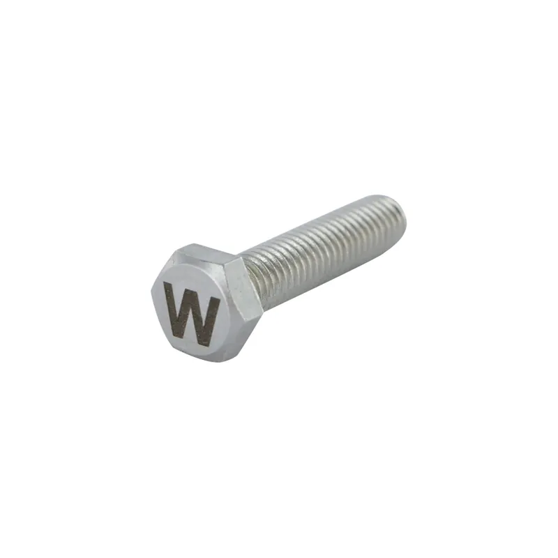 1 x Vis métaux Tête hexagonale TH 8X35 Inox A4 Gravure LETTRE "W"
