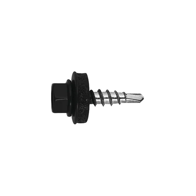 1 x Vis autoperceuse Tête hexagonale TH 4.8X35 Rondelle d‘étanchéite EPDM Acier zingué RAL9011