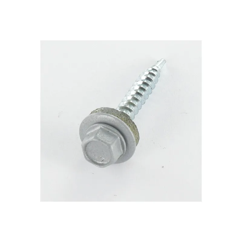 1 x Vis autoperceuse Tête hexagonale TH 4.8X19 Rondelle d‘étanchéite EPDM Acier zingué RAL9006 aluminium blanc