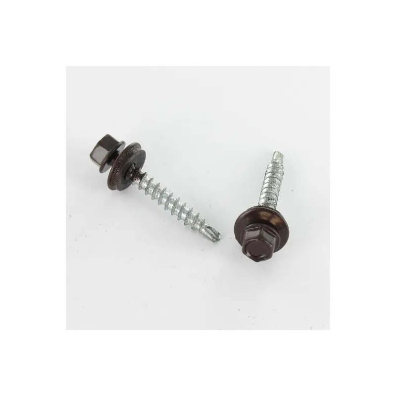 1 x Vis autoperceuse Tête hexagonale TH 4.8X19 Rondelle d‘étanchéite EPDM Acier zingué RAL8017 brun chocolat