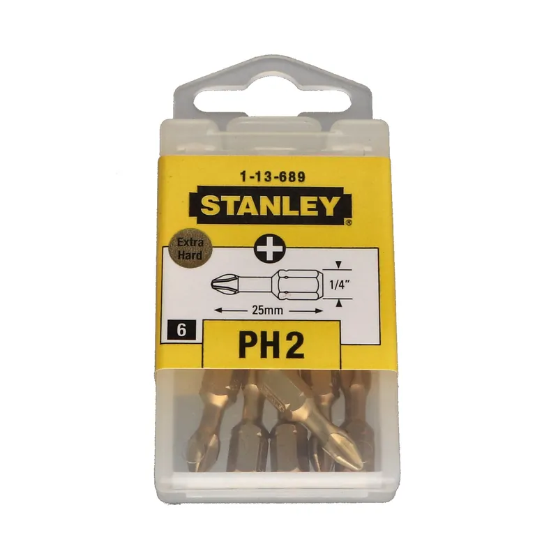 1 x Boite de 6 Embout Phillips n° 2 STANLEY Longueur 25