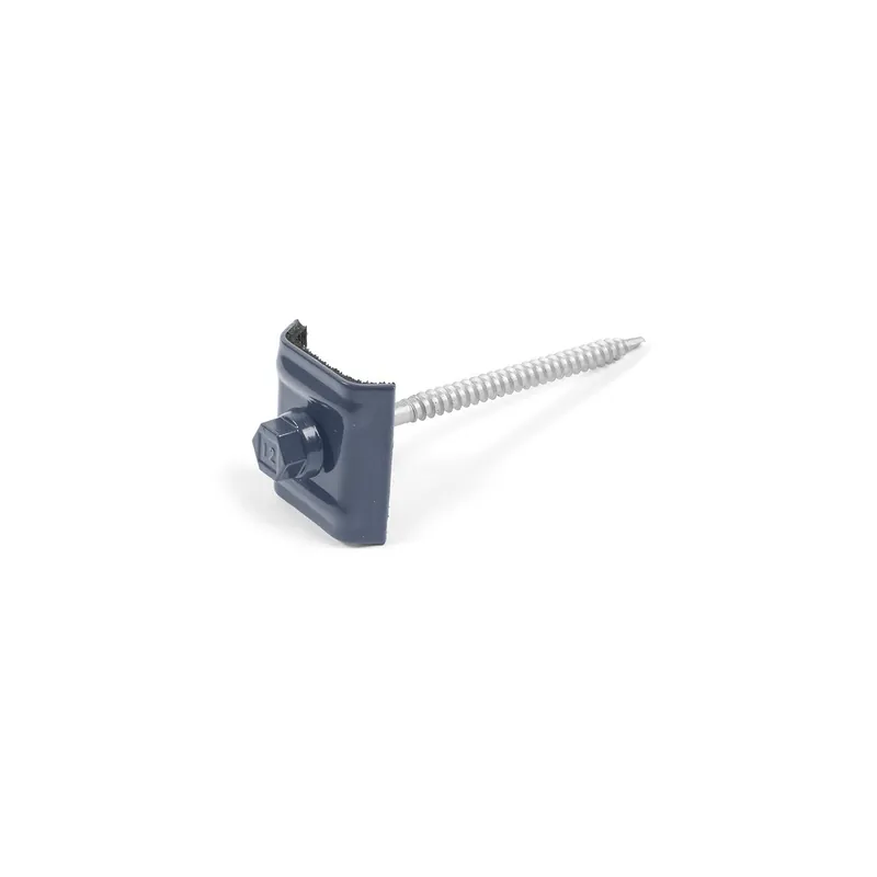 1 x Vis autoperceuse avec cavalier monté pour toiture Type E1 RAL5008 gris bleu 6.3X100