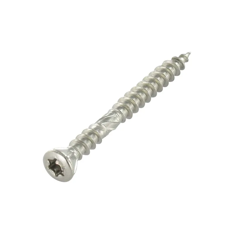 1 x Vis terrasse Double filet Tête fraisée TORX T25 5X60 Pointe antifendage type 17 Inox A4