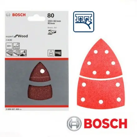 feuille abrasive 102x62 et 93mm 11 trous Bosch