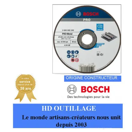 SK0121600-FR20260707-142325-0 25 disques à tronçonner aggloméré PRO Metal, 150 x 2,5 x 22,23 mm Bosch