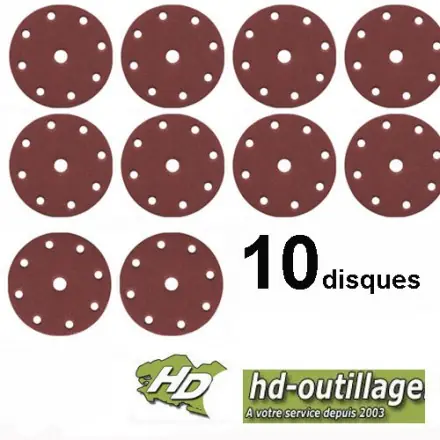 disque velcro 150 mm 9 trous (grain 40 à 1200)