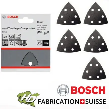 papier abrasif bosch velcro 93mm 6 trous grain 80 à 1200