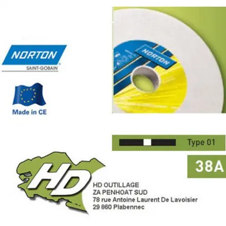 meule blanche Norton pour touret 400x50x127mm