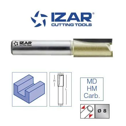 fraise à rainer droite carbure HM Izar D. 6 mm 2 tranchants