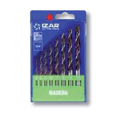 coffret 8 forets auto-centreur bois Izar acier CrV de 3 à 10mm