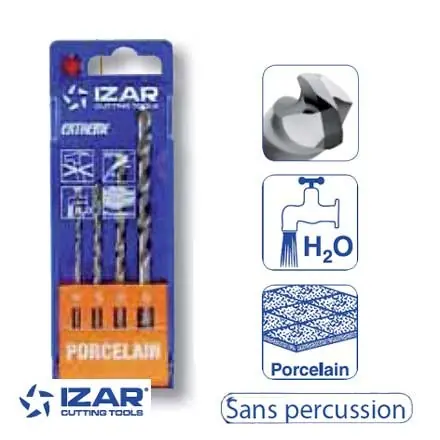 coffret de 4 forets special porcelaine Izar au carbure