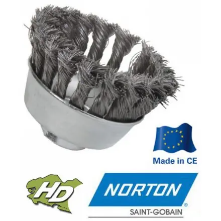brosse boisseau acier pour meuleuse à fils torsadés 0,35mm