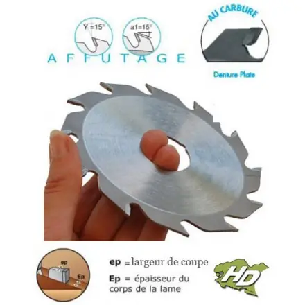 lame à rainer au carbure 125x30x5 mm 12 dents