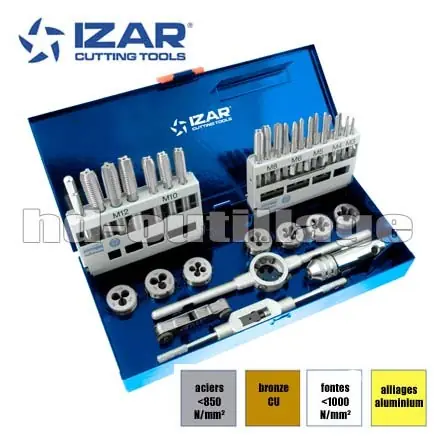 coffret tarauds à main et filiere HSS Izar metrique M3 à M12