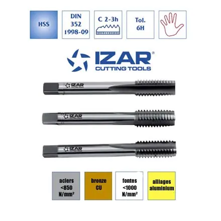 tarauds à main (jeu de 3) Izar HSS metrique M3 à M52