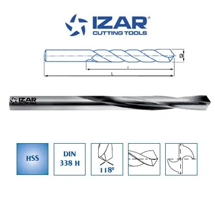 foret HSS DIN338H Izar spécial alliages de cuivre 1 à 13mm