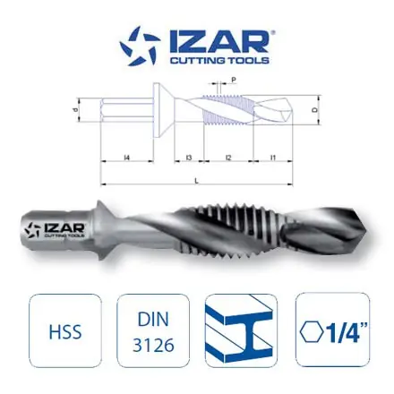foret taraudeur HSS queue hexagonale 6 pans Izar M3 à M10