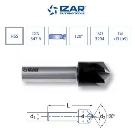 fraise à noyer 120° Izar HSS DIN347A de 8 à 25 mm
