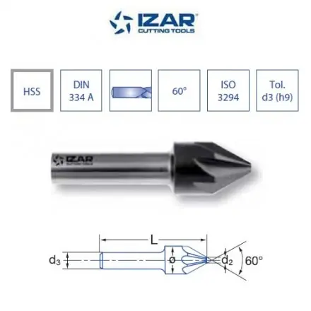 fraise à noyer 60° Izar HSS DIN347A de 8 à 25 mm