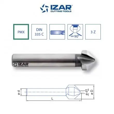 fraise à noyer Izar 90° PMX métaux durs DIN335C de 6.3 à 30 mm