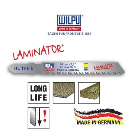 lame scie sauteuse Wilpu HC19R bi-métal pour parquet 55 mm 13TPI