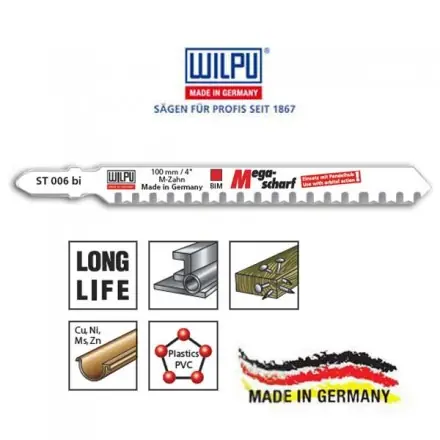lame de scie sauteuse Wilpu STL006 bimétal universelle 75 mm