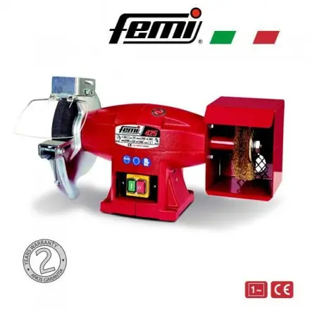 touret à meuler et brosser Femi 425 avec meule/brosse - 500W 200 mm